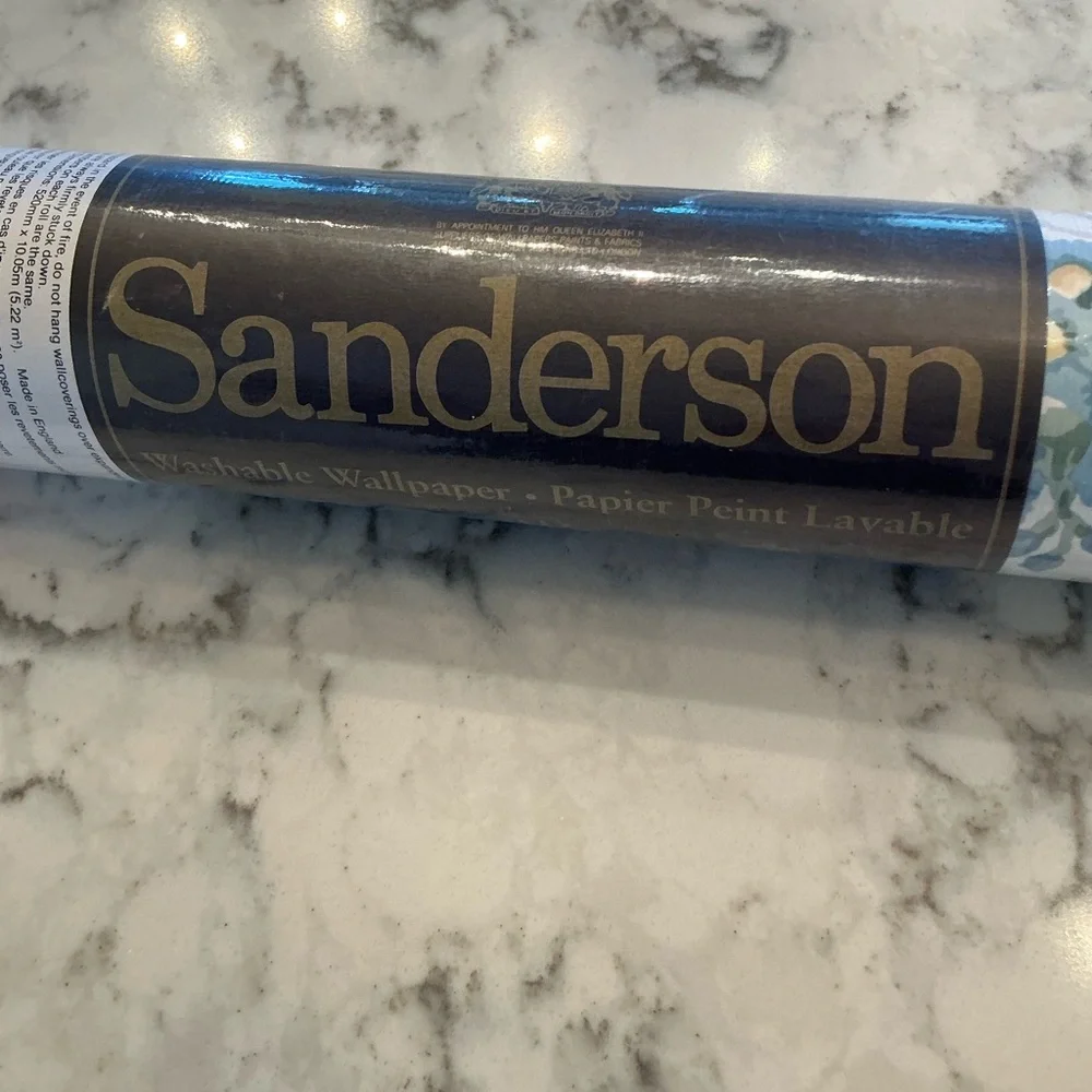 Sanderson Floral Wallpaper Roll with Pink Roses/ yellow and Green-leafs Design
